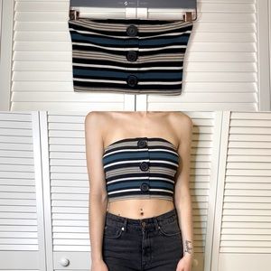 Urban Outfitters Striped Button Front Tube Top.